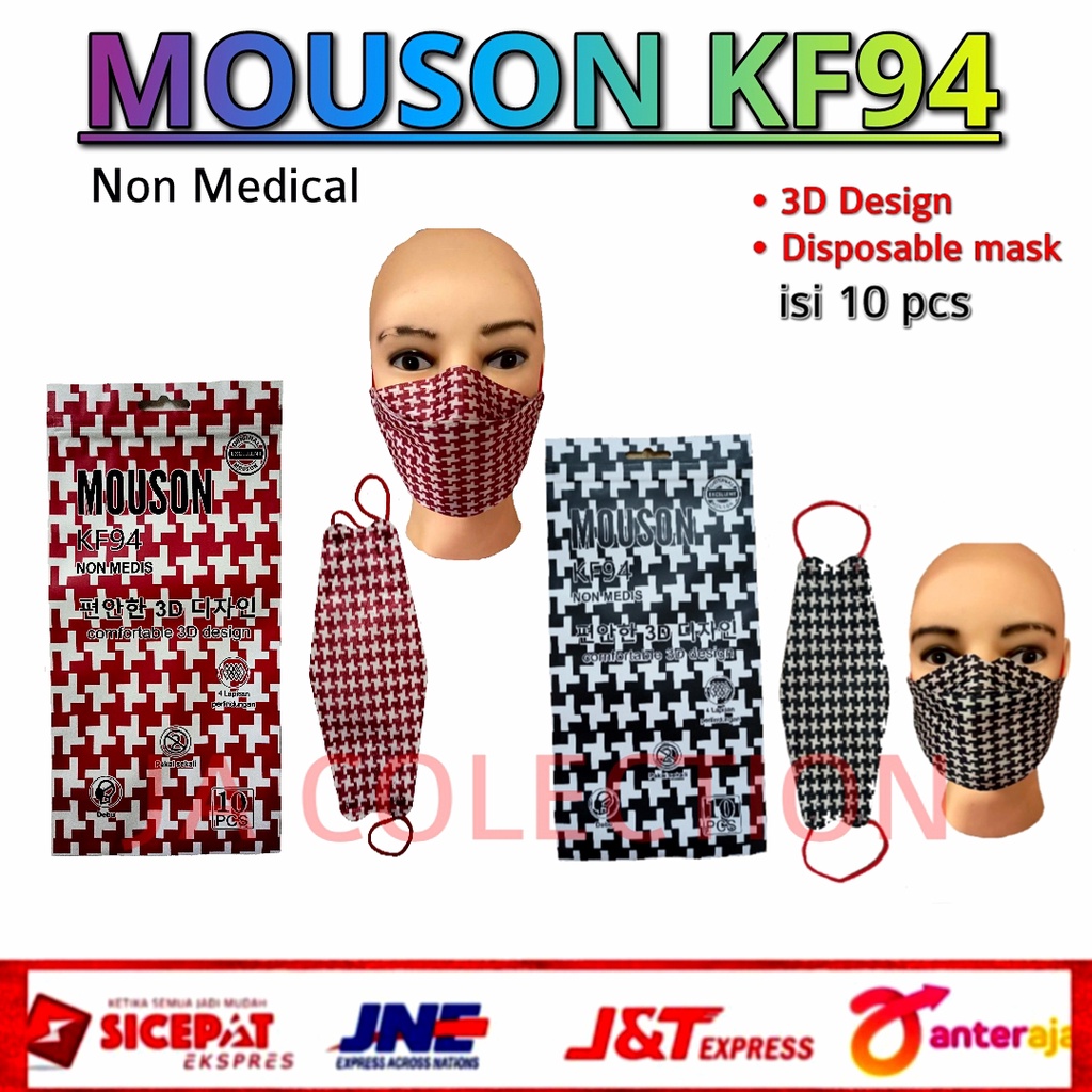 Masker Mouson KF94 isi 10 pcs 4 ply Motif Korea