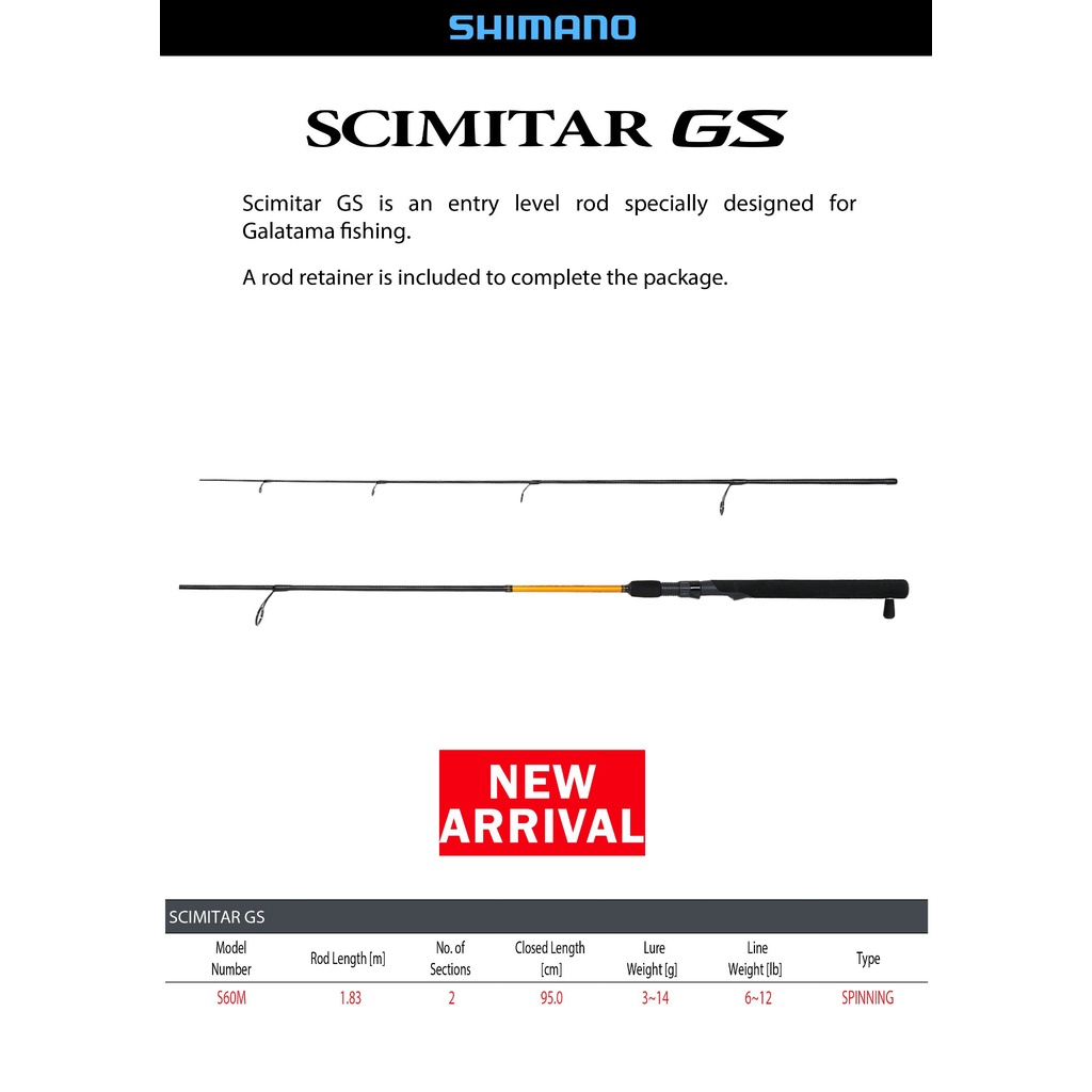 Rod SPINNING SHIMANO SCIMITAR GS 2022 S602M / 183cm (Line Test 6-12lbs)