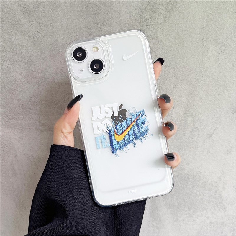 Soft Case Silikon TPU Transparan Motif Nama Terkenal Untuk iPhone 13Pro MAX 12Pro MAX 11Pro MAX 7 8 Plus X XS MAX XR