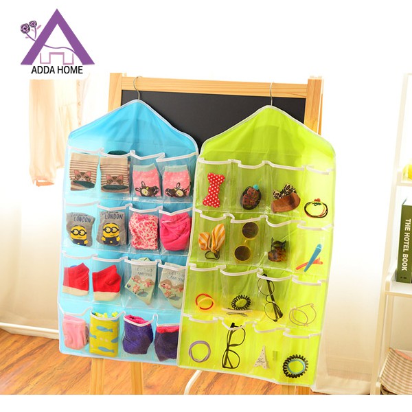 Adda Home - Hanger Organizer Tempat Gantung CD Pakaian Kaos Kaki Serbaguna 16 Sekat