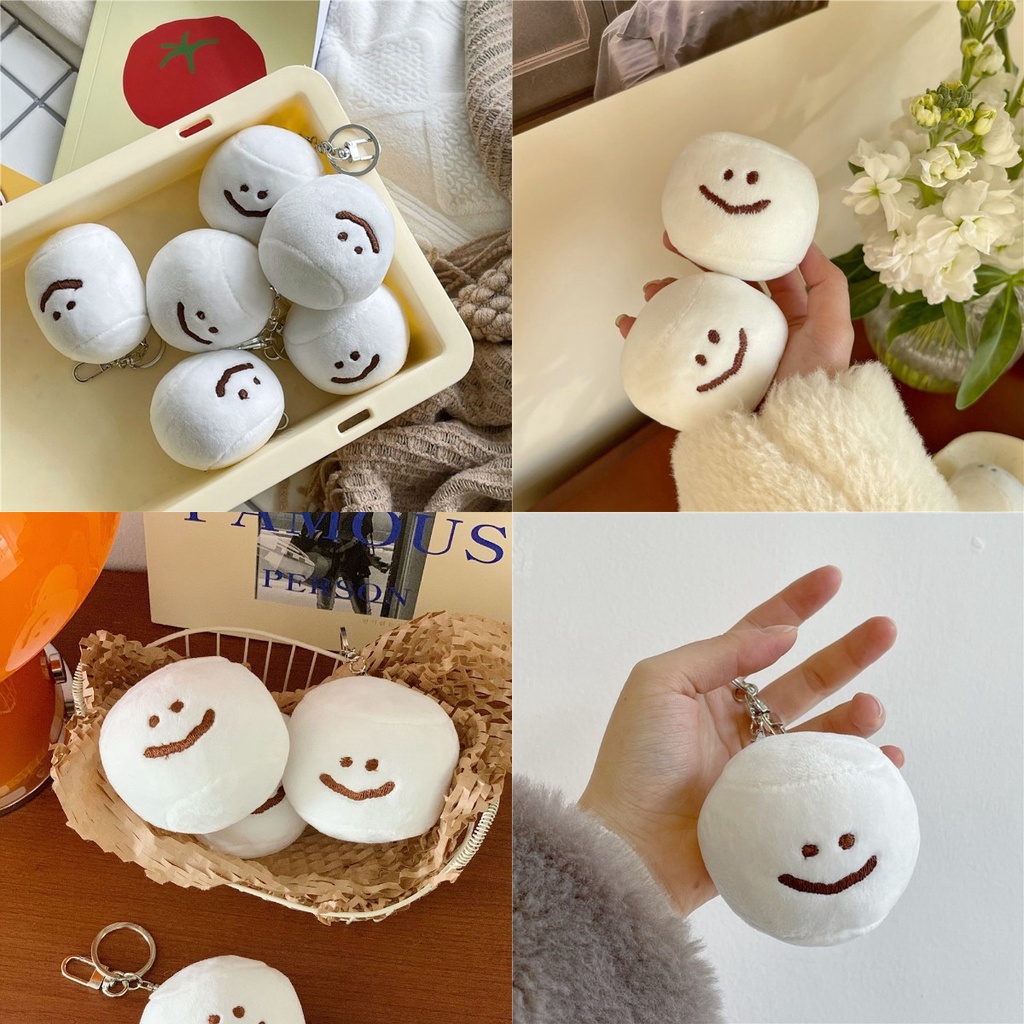 【COD Tangding】Gantungan Kunci Boneka Plush Bentuk Smiley Face Untuk Aksesoris Tas Wanita