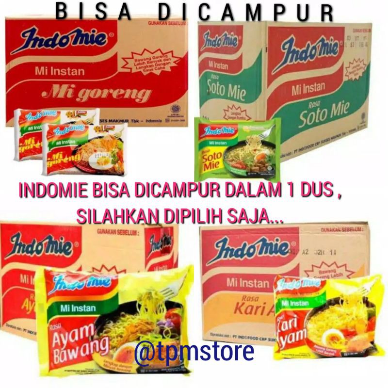 

Indomie Goreng , Indomie Soto , Indomie Ayam Bawang 1 karton / 1 Dus isi 40 Pcs / Bisa Campur