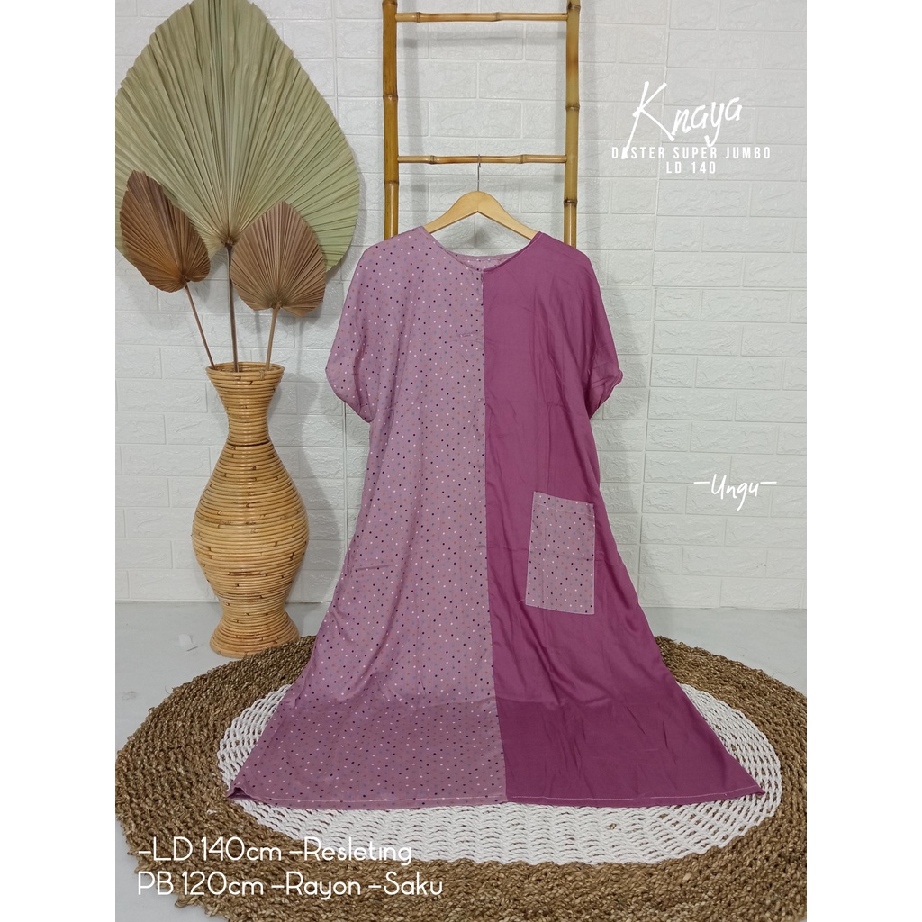 LD 140cm Daster Super Jumbo (42 Motif) (Part 2) dan  Daster Kaftan Viral LD 150cm Ruffle Big Size-Kanaya Lavender