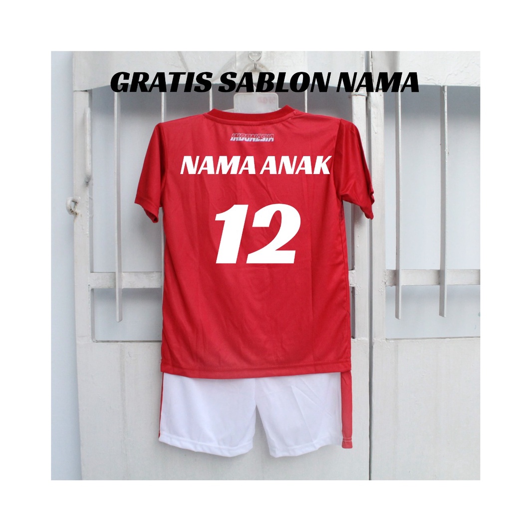 jersey baju timnas indonesia/setelan baju bola timnas printing size 10-20