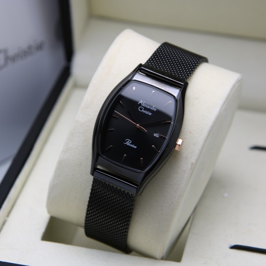 ALEXANDRE CHRISTIE AC 2939 FULL BLACK STAINLESS WANITA . ORIGINAL