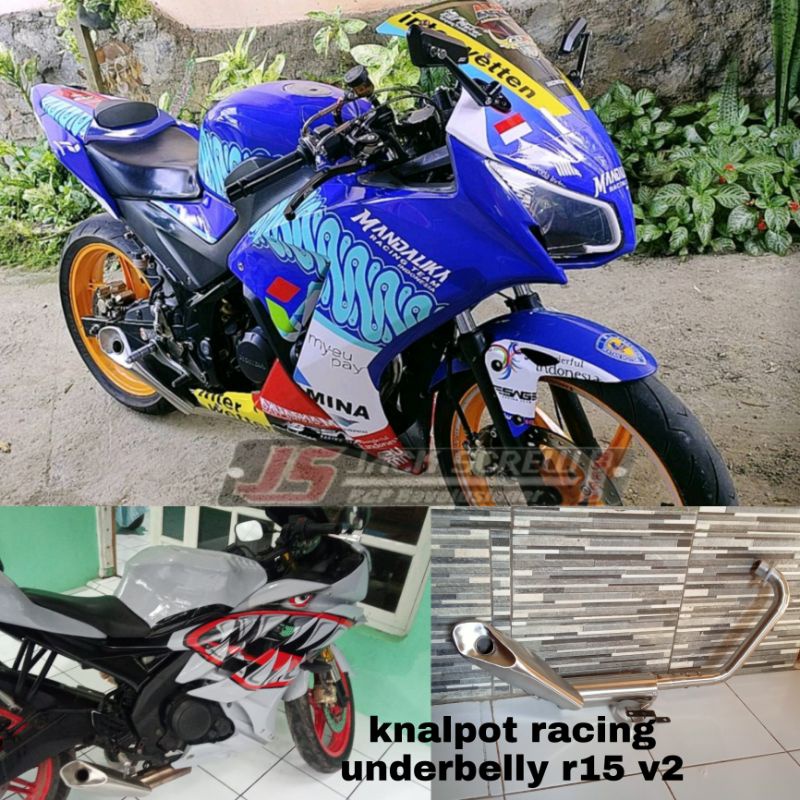 knalpot racing underbelly yamaha r15 v2  vixion  Xabre SUARA STANDAR