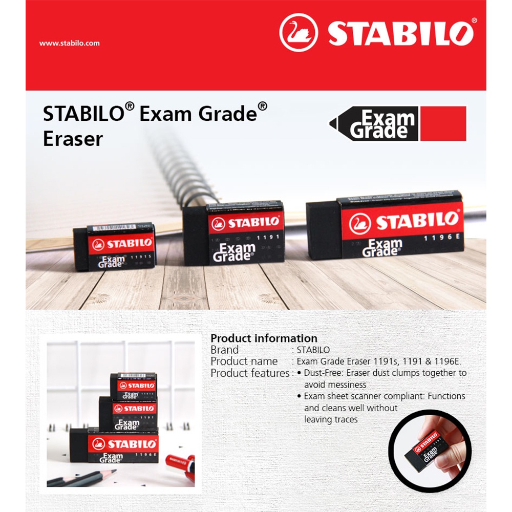 STABILO Exam Grade - Small Eraser 1pcs / Penghapus Pensil Ujian Sekolah UNBK Hitam Kecil-2