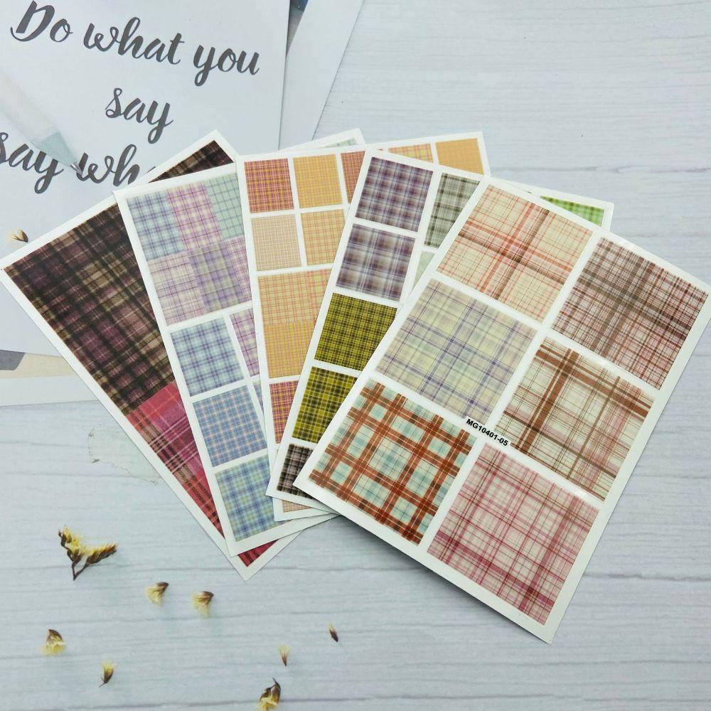 Mxbeauty Seragam Kotak-Kotak Stiker Kuku Tahan Air High-end Kuku Kecantikan Gaya Jepang DIY Kuku Decals Nail Art Watermarks