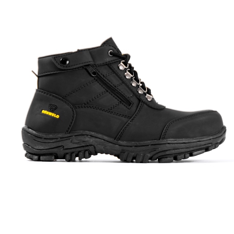 Sepatu Safety Boots Pria Sefty Boot Zipper Resleting Kerja Proyek Outdoor Tracking Adventure