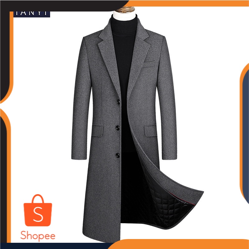 Jianyi     Wol Mantel Pria Mantel Korea Slim-Fit Panjang Overpainted Tebal wol Mantel