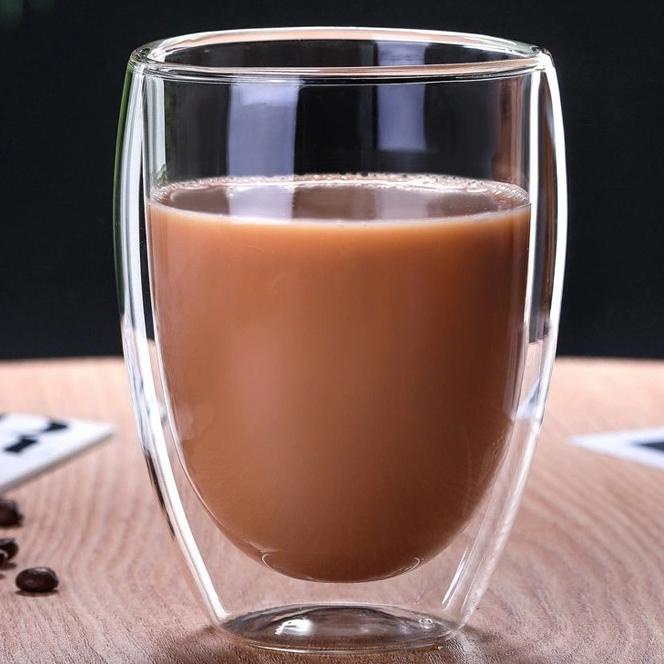 ⚡Terlaris Gelas Kopi Double Wall 350 ml - Gelas Kaca 2 Lapis - Gelas Cafe - Double Wall Glass - Gela