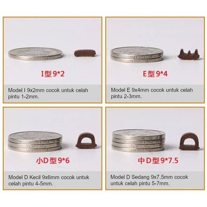 Door Seal List Peredam Kedap Suara Karet Pintu Kayu Almunium - 1 Meter