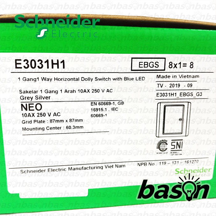 Schneider NEO HORIZONTAL 1 Gang 1 Way - Saklar 1 Tombol 1 Arah dengan lampu indikator