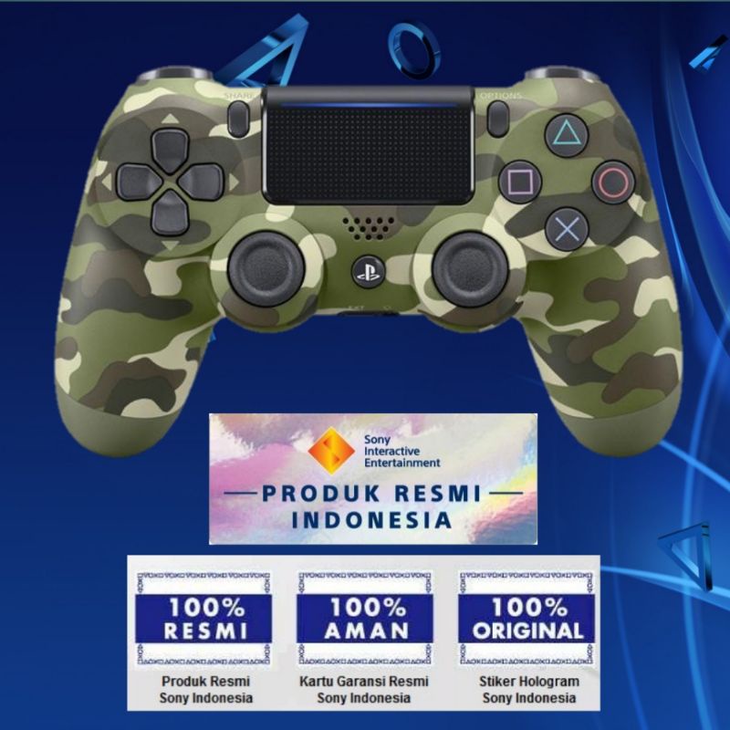 Dualshock 4 PS4 Green Camo Camouflage Original Sony Stik PS 4 Army Dual Shock DS Playstation 4 Ori Mesin Asli Original Orisinil Baru new hijau red biru putih hitam merah blue wirelles controller