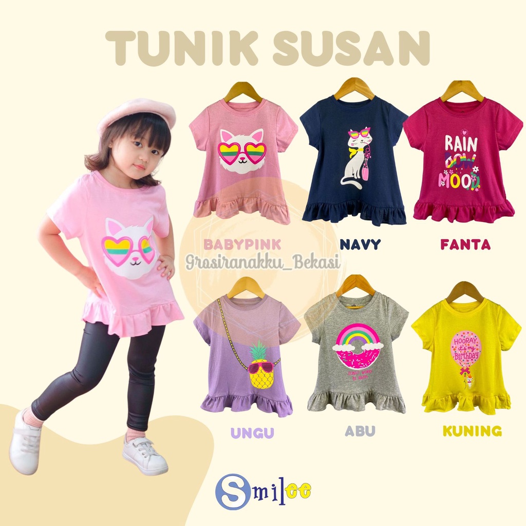 Tunik Anak Smilee Susan MixWarna 1-5T