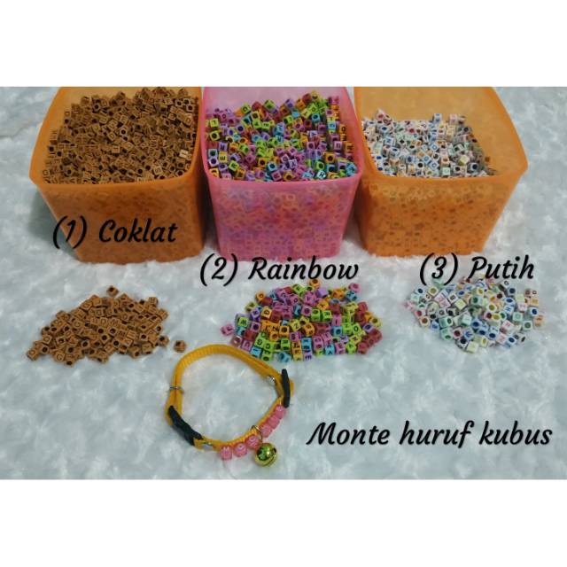 Monte kubus huruf 20gram mote murah untuk kalung kucing
