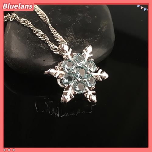 Bluelans Kalung Choker Rantai Pendek Dengan Liontin Snowflake Aksen Berlian Imitasi Untuk Wanita