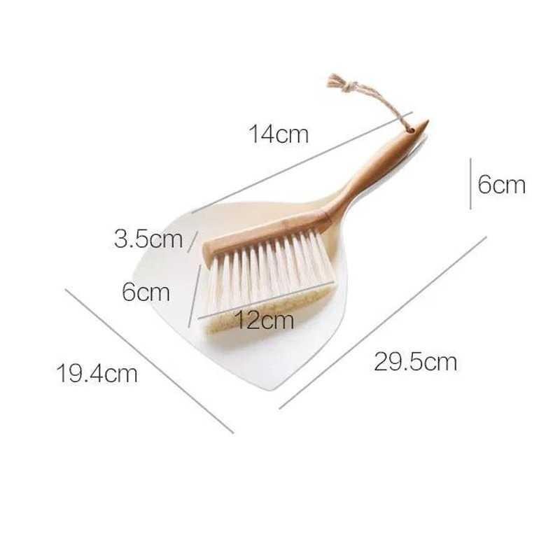 Sikat Sapu Mini Dengan Pengki Mini Brooms Shovel Set - D3047 - White/Brown