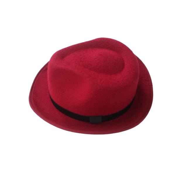 TOPI FEDORA HAT MAROON FEDORA HAT LAKEN