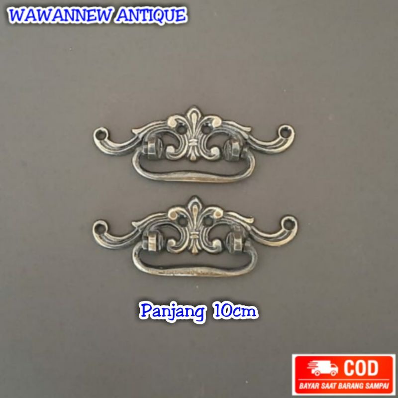 Handle / Tarikan Laci Gagang Lemari Pintu Rumah Kuningan Antik Murah 10cm