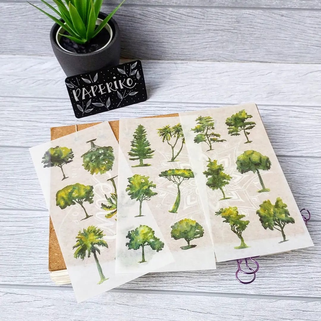 

PAPERIKO Evergreen Trees Sticker / Stiker Journal Bujo Planner