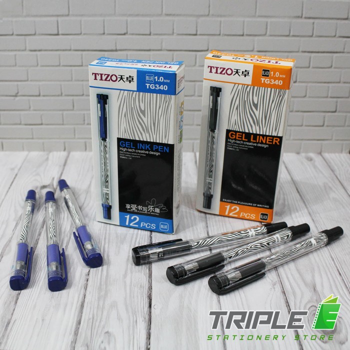 

Buruan Gel Ink Pen/Gel Liner Tizo [Biru -Hitam] 12 Pcs Terlaris