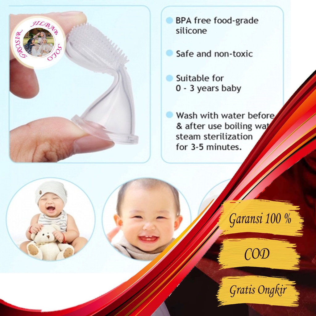 Sikat Gigi Silicon Bayi - AC 116 - Sikat Gosok Gigi Silikon Anak Bayi Finger Tooth Brush toothbrush Baby Pembersih Perawatan Mulut 360 Derajat Bayi 1 tahun dengan Jari Ibu Perlengkapan bayi baru lahir Pepsodent Oral B Omica Pigeon Jordan Step 1