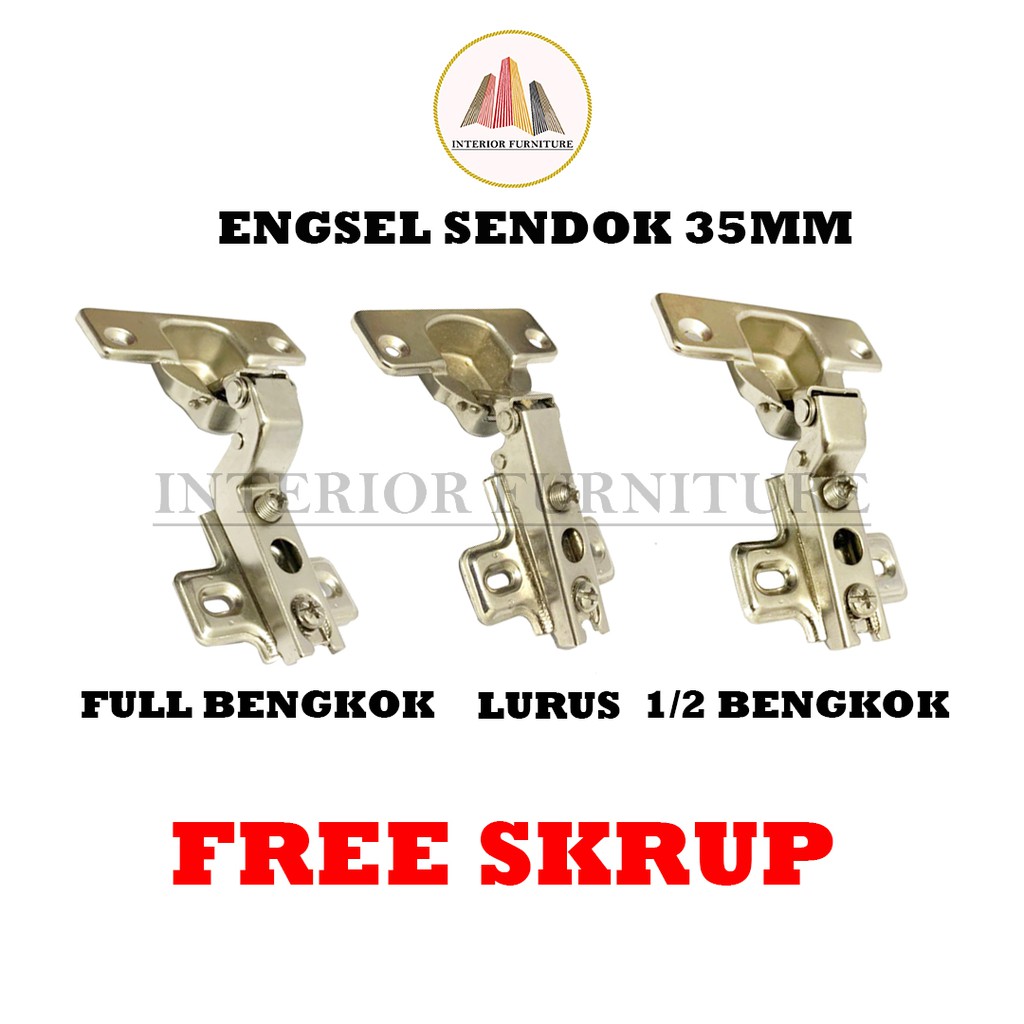 Engsel Sendok Pintu Lemari Hinges 35 MM Chrome Stainless..