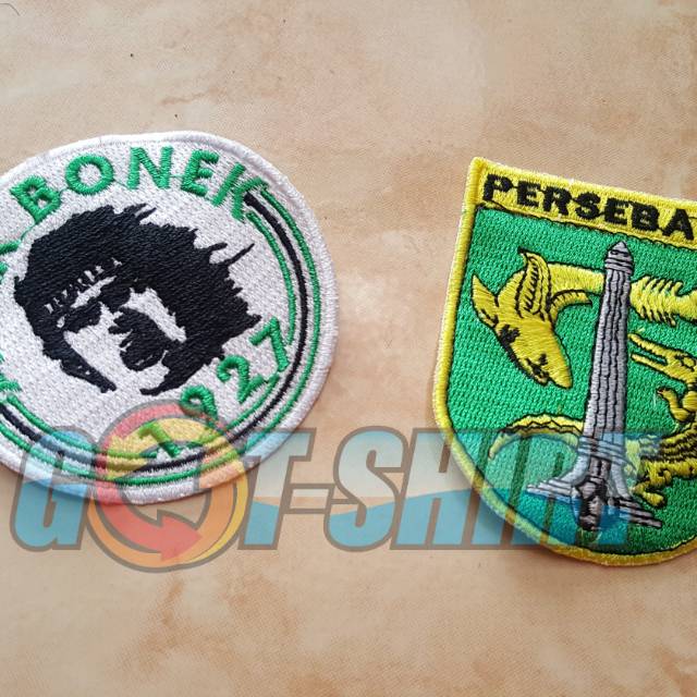 emblem patch bordir bonek dan persebaya surabaya