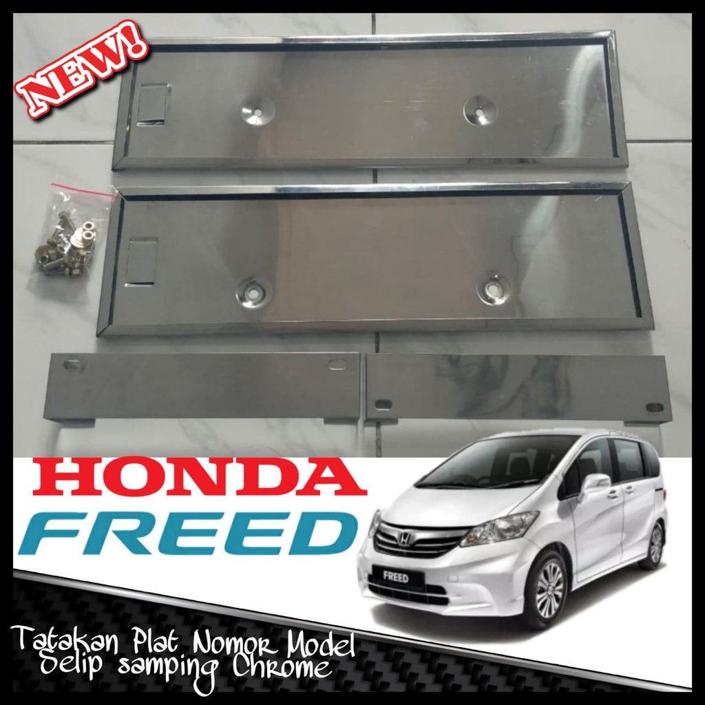 TATAKAN PLAT NOMOR MODEL SELIP SAMPING CHROME MOBIL HONDA FREED
