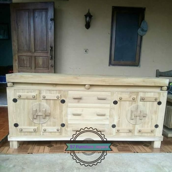 Meja Tv panjang laci Buvet kayu jati