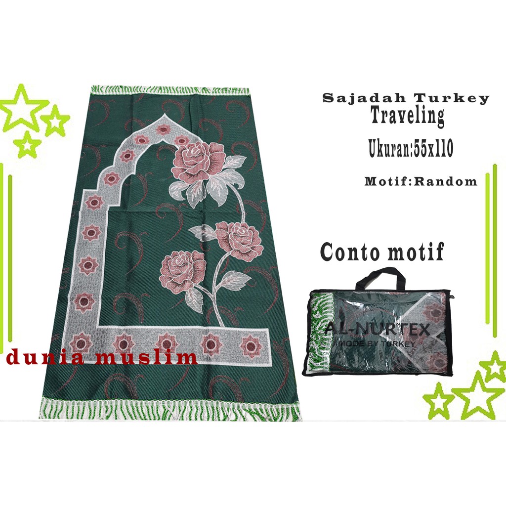 Sajadah Turki turkey Traveling Ukuran 55x110 Cocok Buat Sauvenir Peralatan Sholat Dunia Muslim