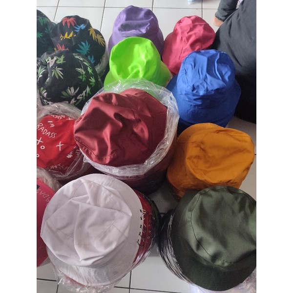 Topi Bucket Polos DEWASA Unisex Free Custom Nama/Logo