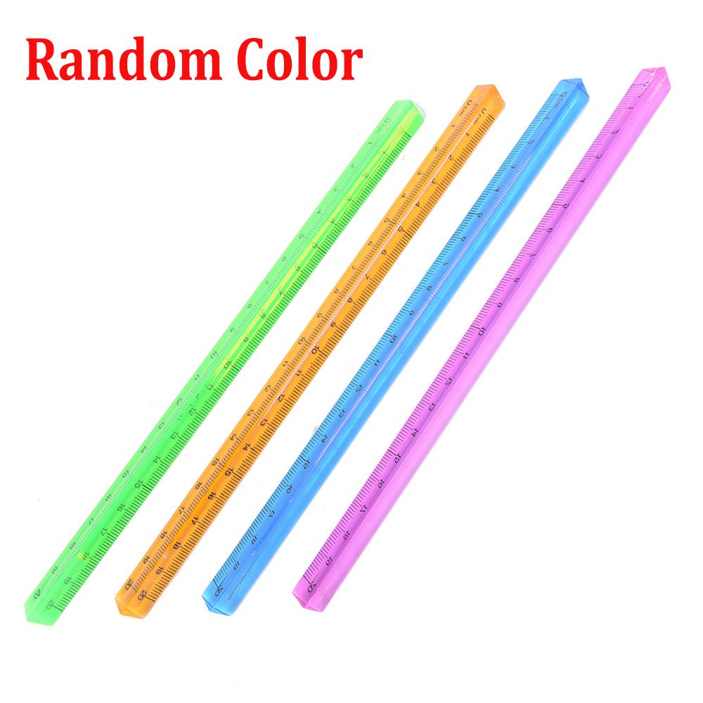 QUINTON Beautiful Stationery Supplies Colorful Kids Gift Triangular Ruler for School Students Transparent Aluminum Random Color 20cm Crystal Drafting Accessories