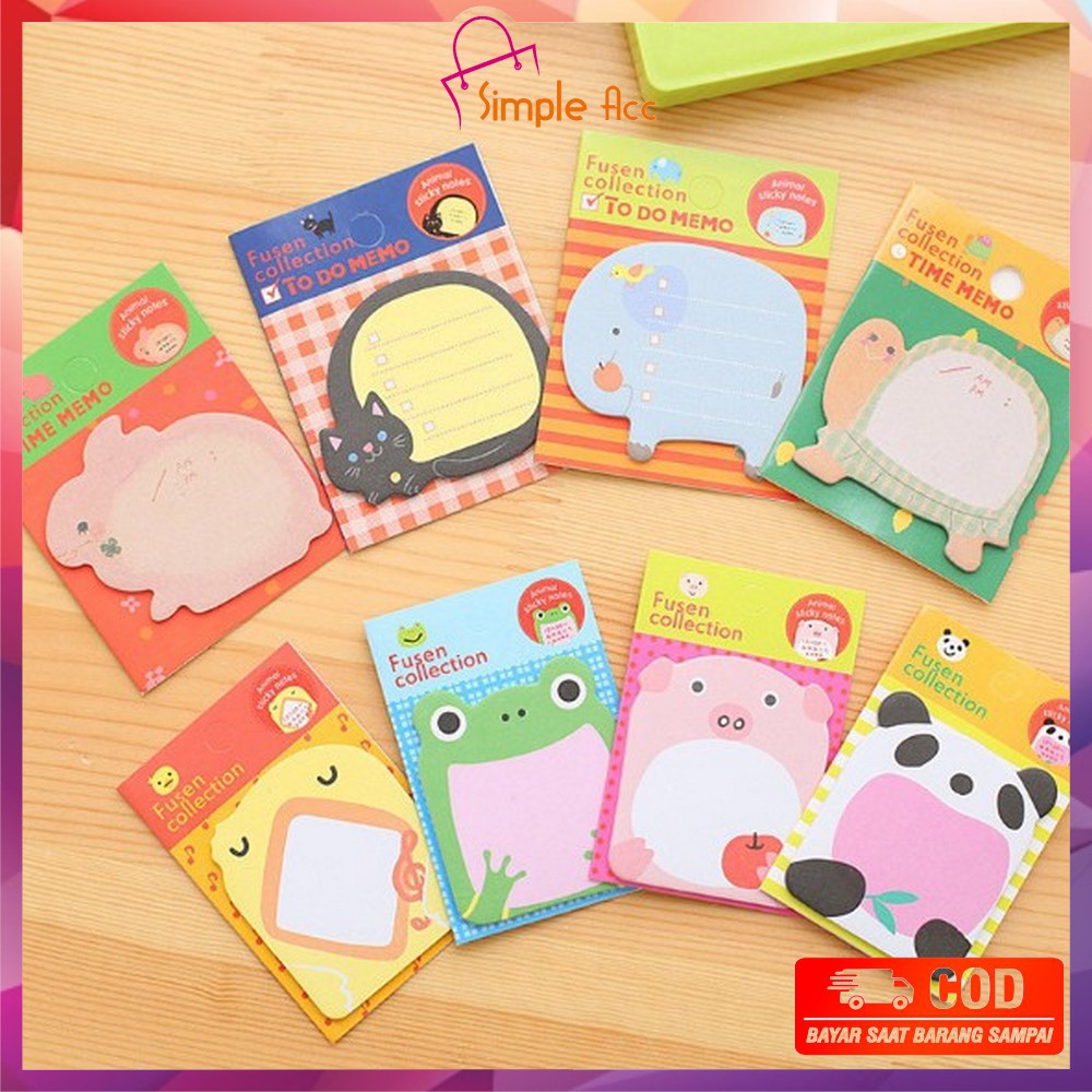 

~COD~DO-A3 Sticky Notes Memo Animal / Catatan Memo Tempel Motif lucu Kertas Memo Karakter Stationary