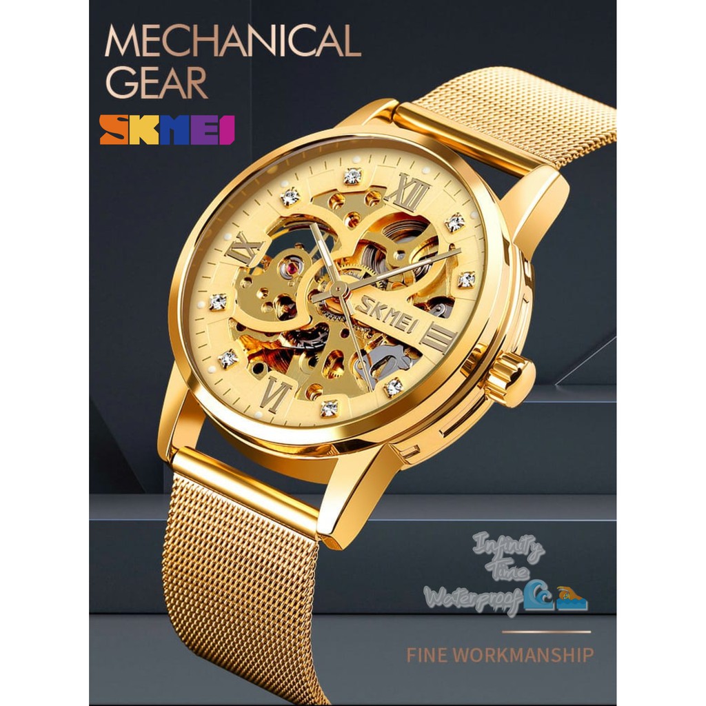 Jam Tangan Cowok Skmei 9199 Rantai Stainless Analog Kualitas Original Waterproof