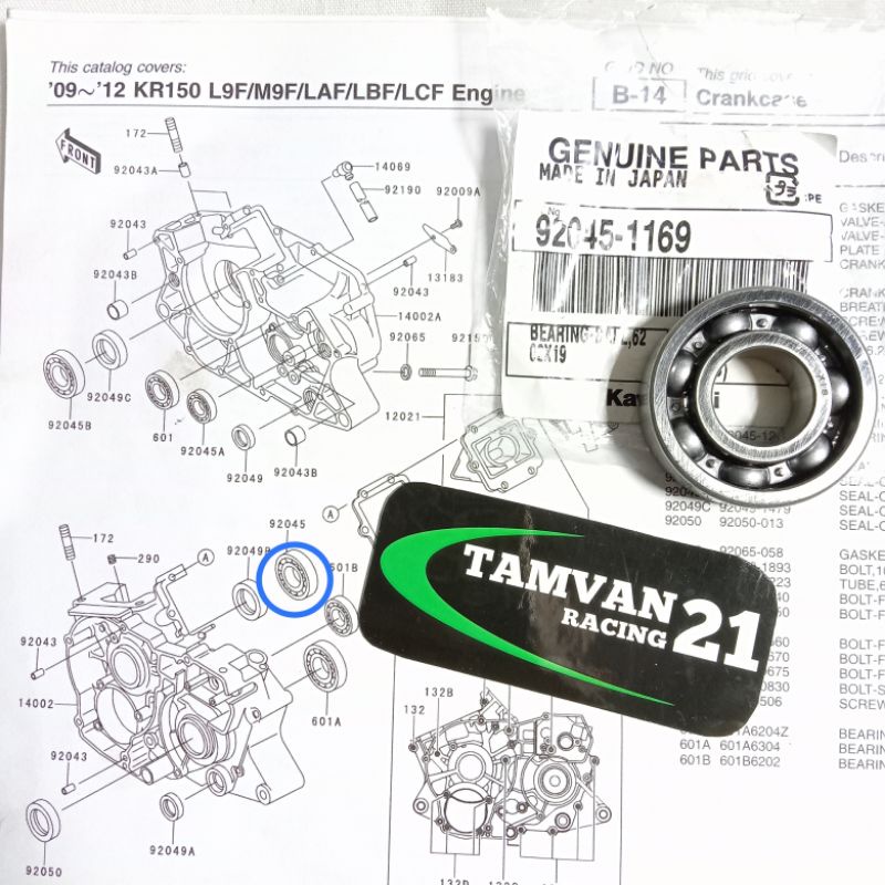 LAHER BEARING RASIO ATAS NINJA RR R SS ORIGINAL 92045-1169