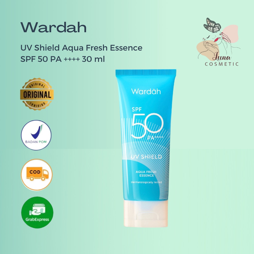 Wardah UV Shield Aqua Fresh Essence SPF 50 PA ++++ 30 ml - Sunscreen 0% Alkohol, Menghidrasi