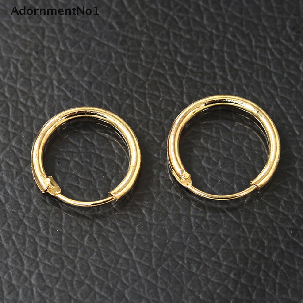 (AdornmentNo1) 2016 Anting Bulat Bahan Sterling Silver Warna Gold Untuk Hidung / Bibir / Telinga