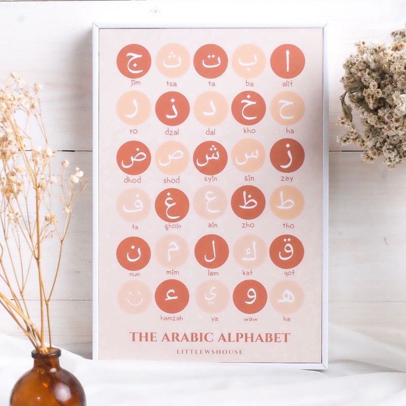 Poster Edukasi Anak Balita - ABC 123 Hijaiyah Preschooler Wall Art - Boho