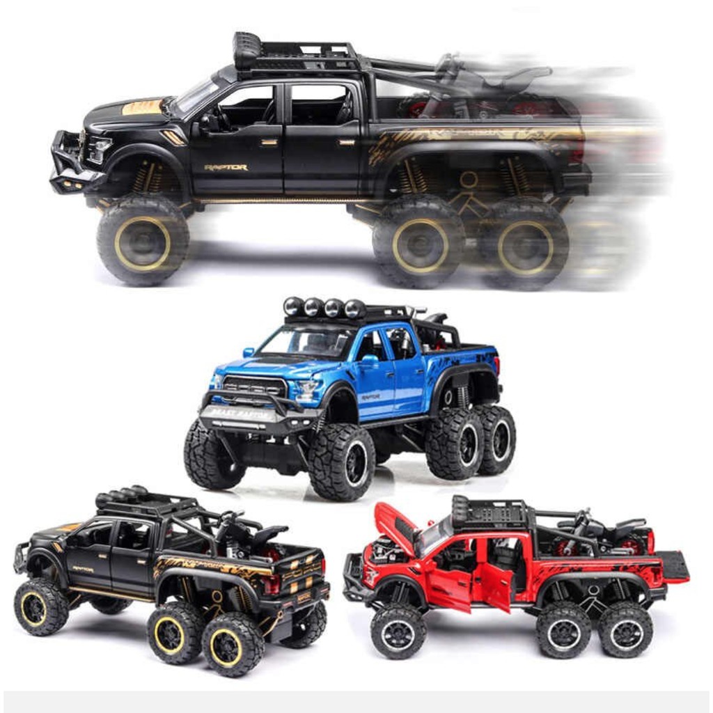 Diecast miniatur mobil Ford Raptor 6 Ban F150 6x6 Metal Series Skala 1:28