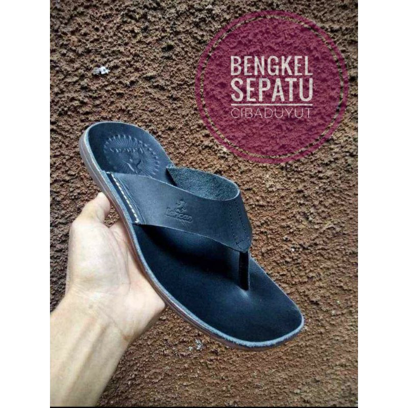 sandal jepit pria full kulit asli