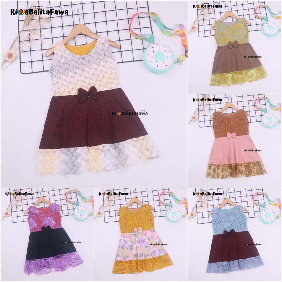 Dress Zulfa uk Bayi - 5 Tahun / Dres Brokat Anak Perempuan Pakaian Baju Brukat Balita Cewek Import