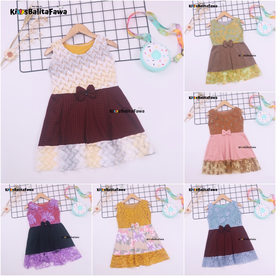 Dress Zulfa uk 1-2 Tahun / Dres Brokat Anak Perempuan Pakaian Cewek Import Baju Brukat Balita