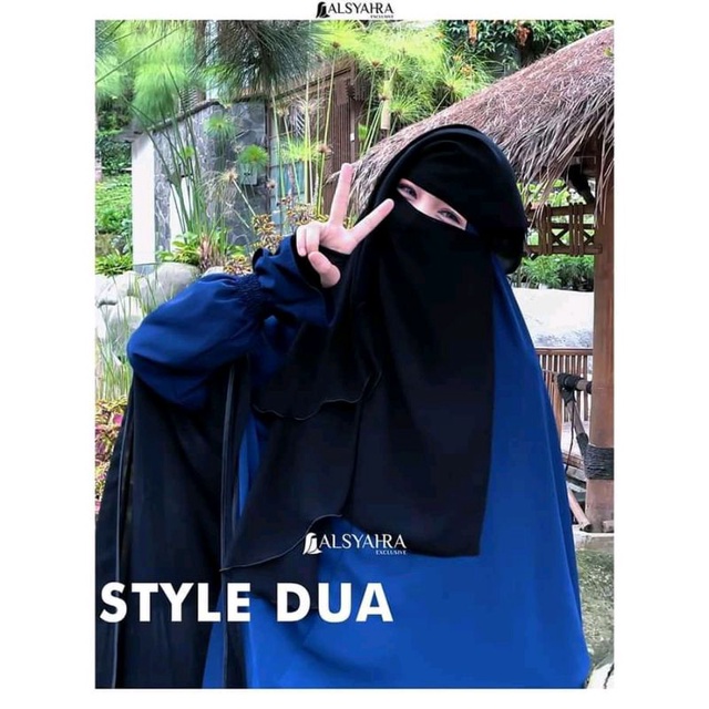 Niqab Yaman 2 Layer Sifon Jetblack Alsyahra Exclusive / Niqob Yaman 2 Layer / Niqob Yaman Murah