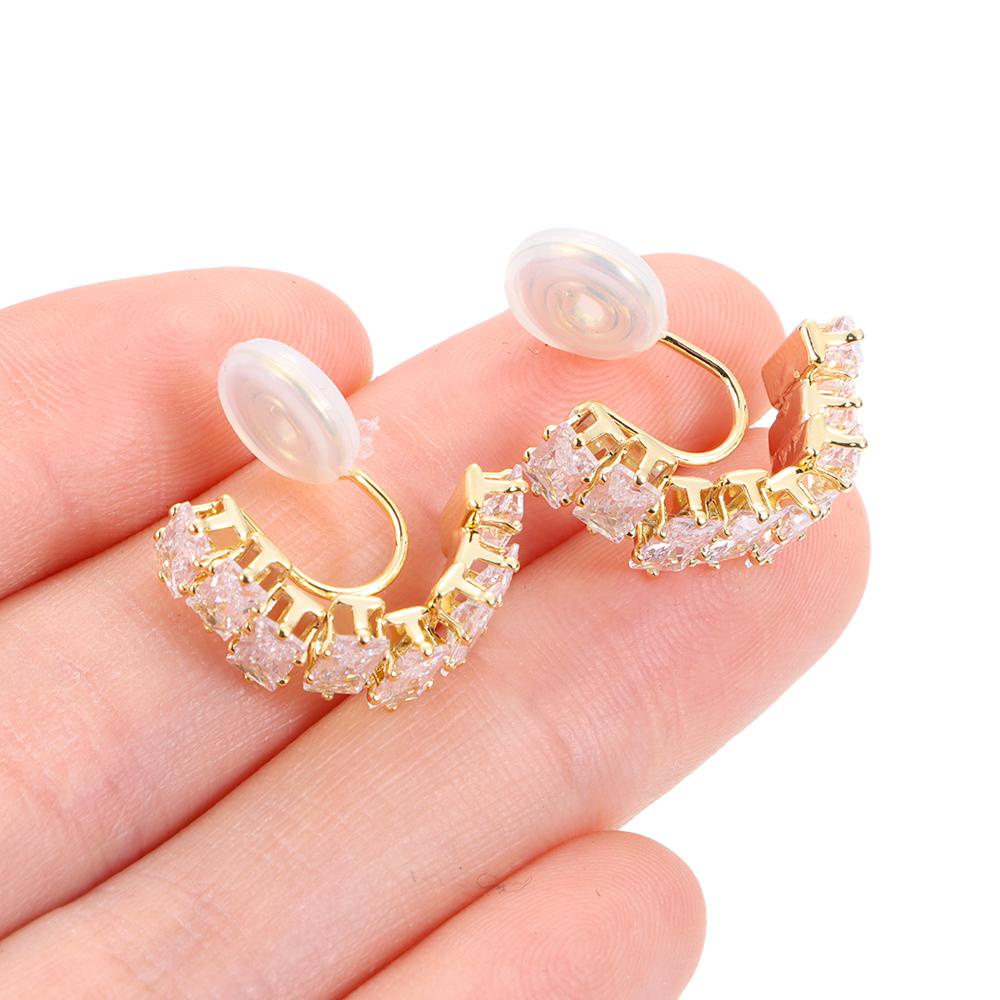 Preva Chunky Hoop Ear Clip Warna Emas Untuk Wanita Gadis Perhiasan Hadiah Cubic Zirconia Manset Telinga