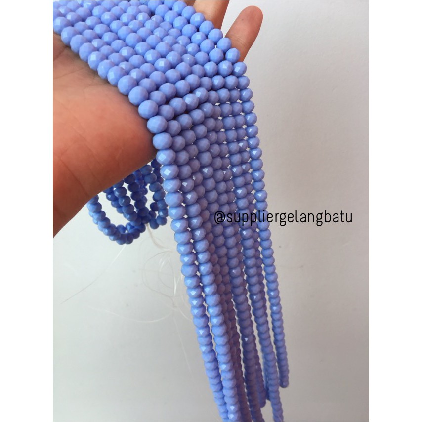 Crystal Ceko Doff 8mm biru muda aksesoris beads manik donat rondelle bahan kristal gelang kalung