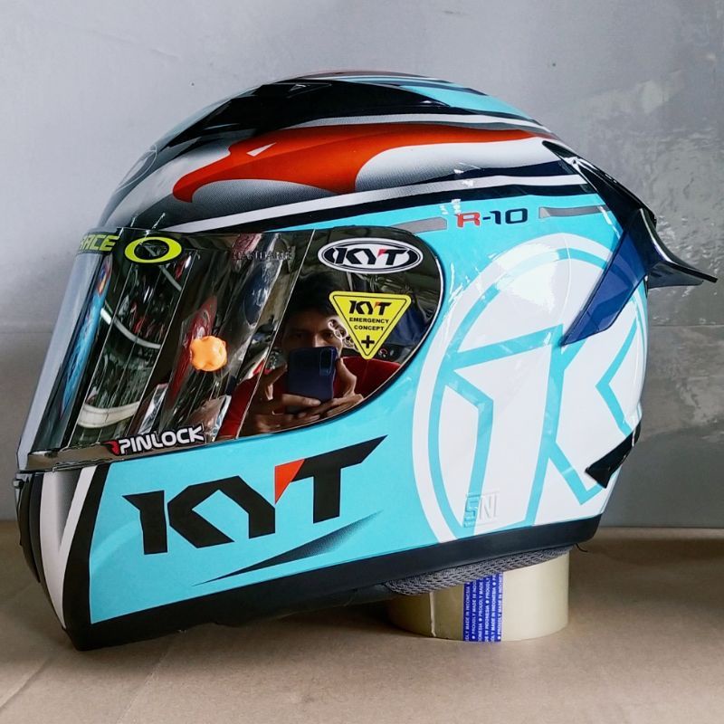 HELM KYT R10 AQUA MARIN PAKET GANTENG