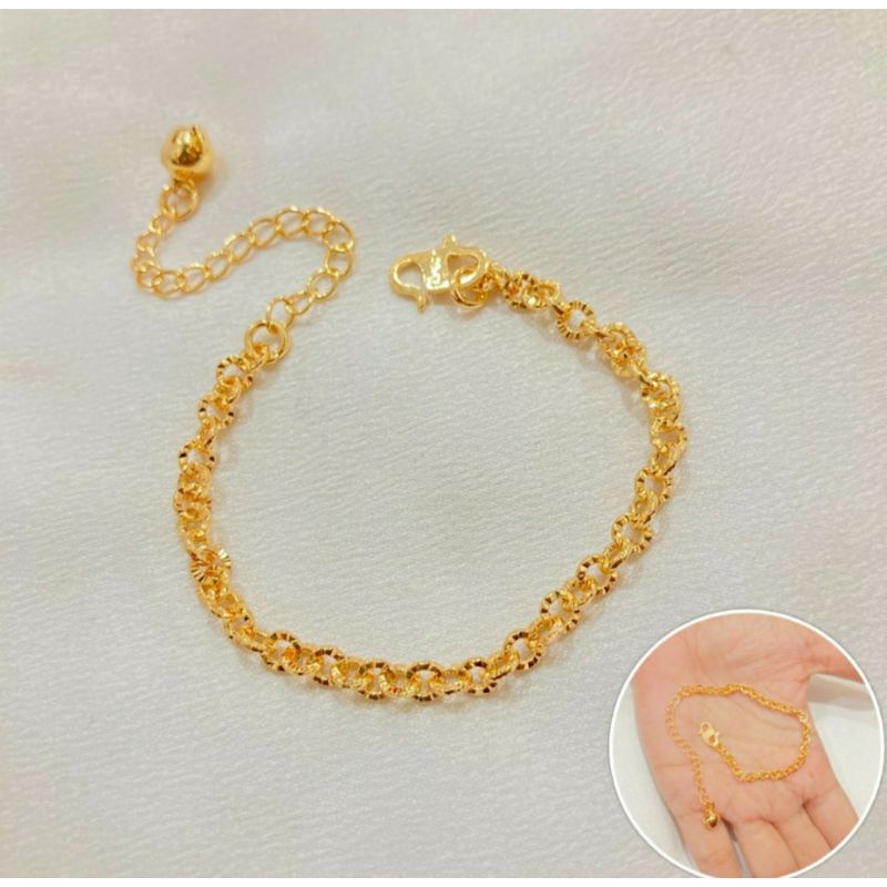 gelang anak yaxiya / gelang rantai nuri ukir / gelang anak warna gold24k