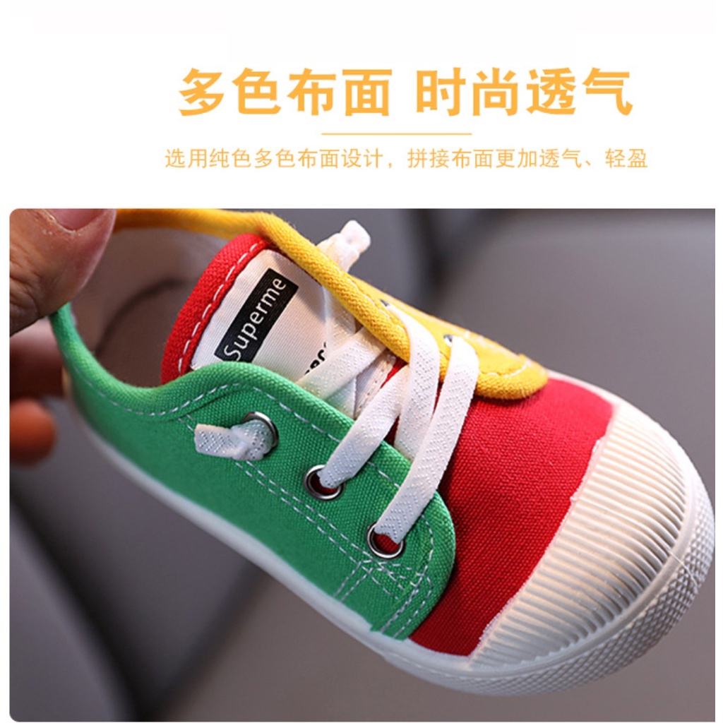 Sepatu Sneakers Canvas Anak Import Casual Bahan Karet Lentur